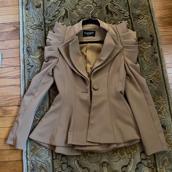 Balmain | Jackets & Coats | Vintage Pleated Strong Shoulder | Poshmark